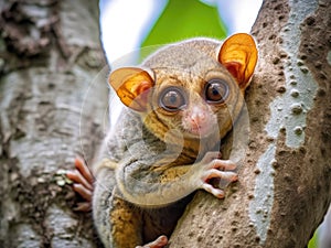 Tarsier monkey (Tarsius Syrichta) on the tree