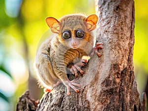 Tarsier monkey (Tarsius Syrichta) on the tree