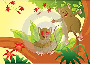 Tarsius The Mini Primata Vector Art and Illustration