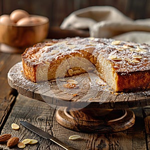 Tarta de Santiago. Traditional almond cake from Santiago in Spain photo