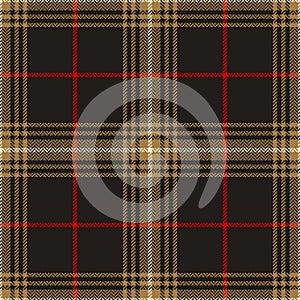 Tartan check pattern texture in gold, red, brown, beige. Seamless simple herringbone check vector for for flannel shirt, scarf.