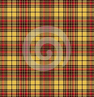 Tartan check plaid texture seamless pattern in yellow, red and brown.