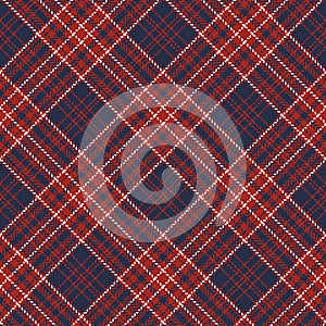 Tartan pattern in blue, red, white. Herringbone seamless vector check plaid for menswear and womenswear.