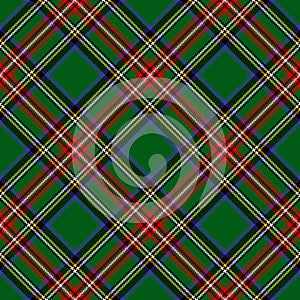 Tartan pattern in green, blue, red, yellow, black, white. Seamless traditional Scottish pixel plaid for Christmas tablecloth.