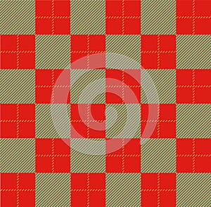 Tartan plaid black brown and red line fabric texture green background seamless pattern