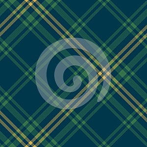 Tartan plaid pattern background. Seamless diagonal check plaid graphic in green and gold.