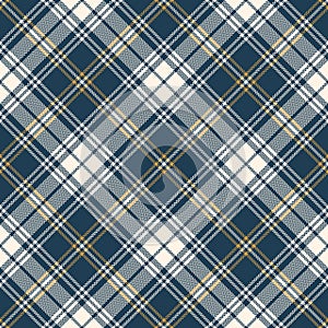 Tartan plaid pattern for flannel in blue, gold, off white. Seamless herringbone textured spring summer autumn winter check plaid.
