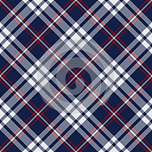 Tartan plaid pattern in navy blue, red, off white. Herringbone seamless check plaid for flannel shirt, skirt, tablecloth, blanket.