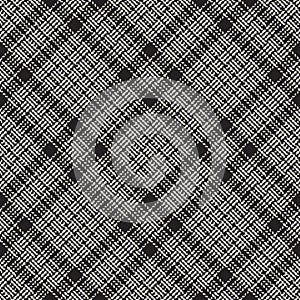 Tartan plaid pattern texture in black and white. Seamless dark woven twill check background for scarf, dress, blanket, throw.
