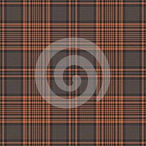 Tartan plaid pattern vector in brown and orange. Seamless hounds tooth glen check plaid background for flannel shirt, skirt.