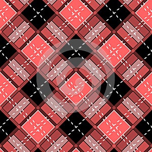 Tartan plaid. Scottish pattern in black, red and white cage. Checkered plaid in Christmas colors. Scottish cage. Abstract pattern