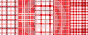 Tartan red backgrounds. Tablecloth seamless patterns. Vector illustration
