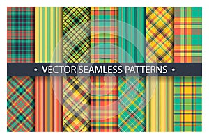Tartan set pattern seamless plaid vector. Geometric background fabric texture. Modern check fashion template for textile print,