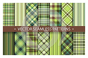 Tartan set pattern seamless plaid vector. Geometric background fabric texture. Modern check fashion template for textile print,