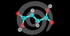 Tartaric acid molecular structure isolated on black
