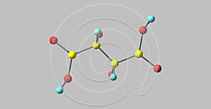 Tartaric acid molecular structure isolated on grey