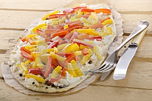 Tarte flambee with bell pepper