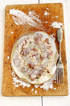 Tarte flambee with onion and bacon