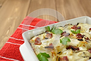 Tartiflette with streaky bacon, potatoes and cheese