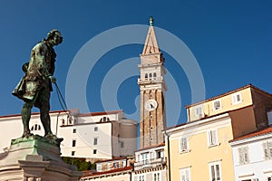 Tartini Square in enchanting coastal town of Piran, Slovenia