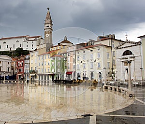 Tartini Square, main square in the town of Piran photo
