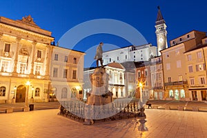 Tartini square in Piran, Slovenia, Europe