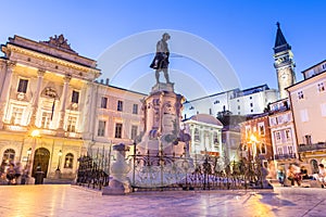 Tartini square in Piran, Slovenia, Europe photo