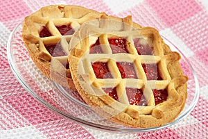 Tartlet with cherry jam photo