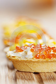 Tartlets with caviar and corn