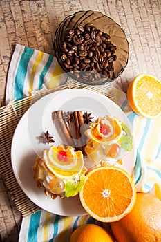 Tartlets with citrus and coffee