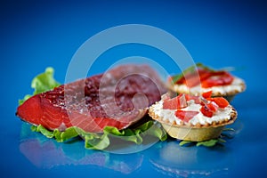 Tartlets filled with red fish