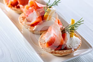 Tartlets with salmon.