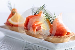 Tartlets with salmon.