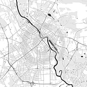 Tartu map, Estonia. Grayscale city map, vector streetmap