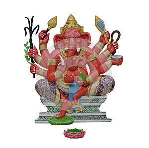 Taruna Ganapati the youthful form of Ganesha on white with working path