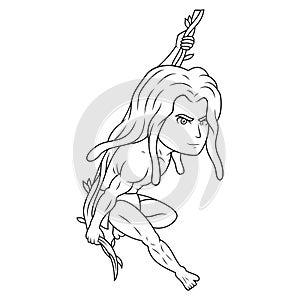 Tarzan chibi mascot line art