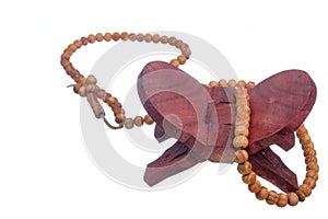 Tasbih or Islamic prayer beads on rehal