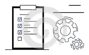 Task Checklist with Gears Representing Workflow and Process Automation