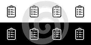 Task or checklist icon set. Questionnaire, agreement, survey, or quality check list