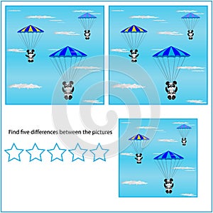 Task-for-children,-find-the-five-differences-between-the-pictures-with-a-Panda-