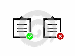 Task Complete and Failed, Aproved and Decline Icon Vector