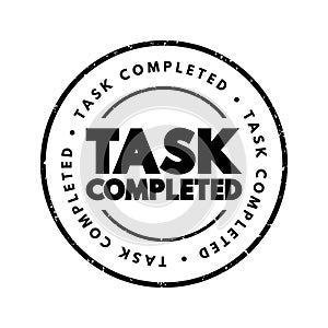 Task Completed text stamp, concept background