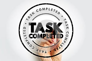 Task Completed text stamp, concept background