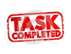 Task Completed text stamp, concept background