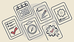 Task Completion and Process Efficiency Icons, vector design Generative AI