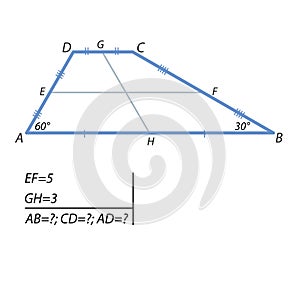 The task of finding a base and at the side of the trapezoid