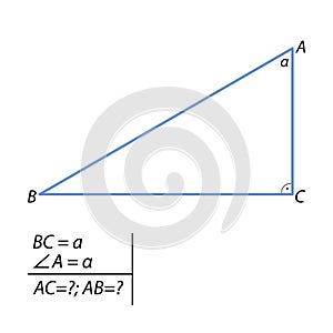 The task of finding the hypotenuse and the second cathetus in a right triangle