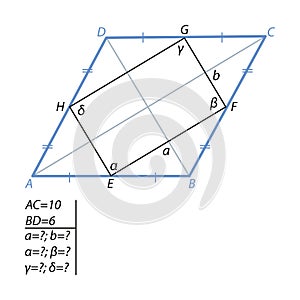 The task of finding a quadrilateral sides and angles in a rhombus photo