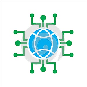 globe conection. Concept of global conection network. vector icon photo