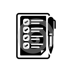 Black solid icon for Task, check and note